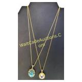 Gem Stone Gold Colored Necklaces - Lot of 2