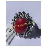 Ring - Red Coral - Size 9 - Handmade with German S
