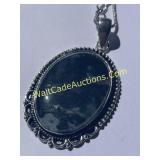 Necklace - Moss Agate - With Chain - Handmade with