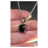 Black Agate Necklace & Rings Size 7