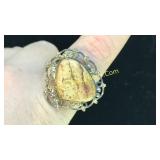 .925 Silver Picture Jasper Ring Sz 9.5
