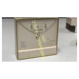 A New Day Necklace & Earrings "U" Silver Plated Cu