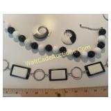 Belt, Necklace & Earrings - Matching Black & White