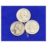Pre 1964 Washington Quarters Lot of 3