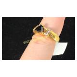 Black Agate & CZ Ring Sz 6