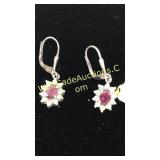 .925 Silver Amethyst & CZ Earrings