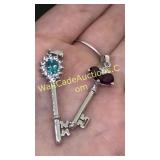 Key Pendants & Necklace Chain - Lot of 4