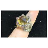 .925 Silver Citrine Ring Sz 7