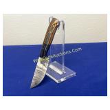 Damascus Knife w/ Leather Sheath 3.5