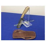 Damascus Knife w/ Leather Sheath 3.5 inch