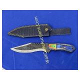 Damascus Knife w/ Sheath High carbon Steel