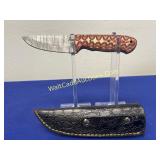 Knife w/ sheath Damascus Steel 4 inch Blade.