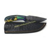 Damascus Steel 4 in Blade Knife with Sheath 4 in