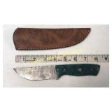 Damascus Steel 4 in Blade Knife with Sheath 4 in