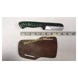 Damascus Steel 4in Blade Bull Cutter Knife Green