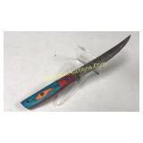 Damascus Steel 8.5in Blade Fillet Knife Blue &