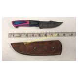Damascus Steel 4 in Blade Hunting Knife Includes