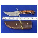 Damascus Knife w/ Sheath 4.5 inch Damascus