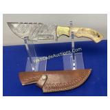 Damascus Hunting Knife 5 inch thick rigged