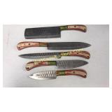 Damascus Steel Blade Kitchen Knifes Lot of 5