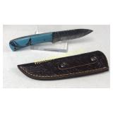Damascus Steel 4 in Blade Knife with Sheath 4 in