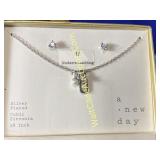 A New Day Necklace & Earrings "U" Silver Plated Cu