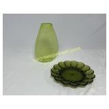 Lime Green Vase & Egg Holder Lot of 2 Vintage