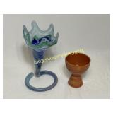 Blown Vase and McCoy Pottery Vase 2pc