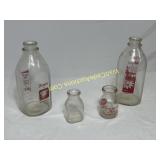 Old Glass Milk Jugs/Bottles 4pc