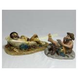Figures in Bathtubs collectible Lot of 2