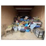 LOTS OF TOTES, LADDER, MOVING DOLLY