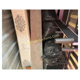 PINK BED FRAME, MICROWAVE,