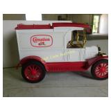 Carnation 1913 Die Cast Locking Coin Bank Made