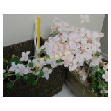 Basket with Pink Floral Silk Flowers, Milestone