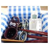 Phone Vtech ,coffee mugs and candle sticks lot