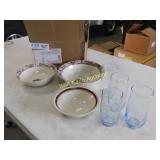 Bowl and Drinking glass lot of 9 glasses and 9