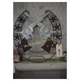 Iron decor with Double Guns approximately 24"x24