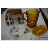 Amber and Vintage Glassware lot of 11 pieces