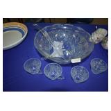 Cut Glass Punch Bowl and Large Platter