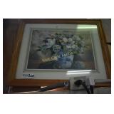 Framed Art Flowers in Vase approximately 22"x18"