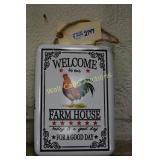 Rooster Farmhouse tin sign approximately 12"x9"