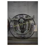 Cow skull wall art metal approximately 19"x20"