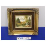 Golden Framed Oil Painting - 9"x8"