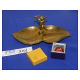Brass Jewelry Holder with Lady Bug Trinket Box