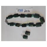 Jade Stone Necklace & Earrings - Hand Made from