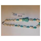Turquoise and Marble Necklace - Hand Mad with