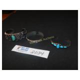 Turquoise and Silver Bracelets - Lot of 3 Pcs.