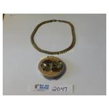Gold Necklace and Compact Mirror - 2 Pcs. -