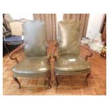 High Back Amber Mahogany Chairs Set of 2