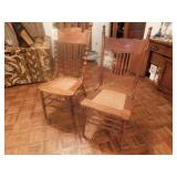 Wooden Chairs Wicker Bottom Vintage Lot of 2